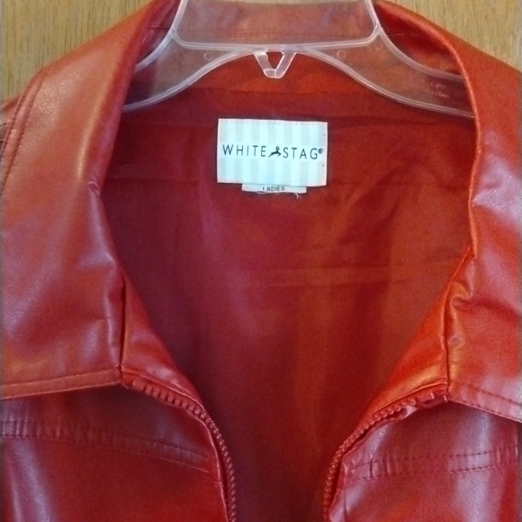 White Stag Ladies Plus Faux Red Leather Coat Sz. 2X - Picture 9 of 10
